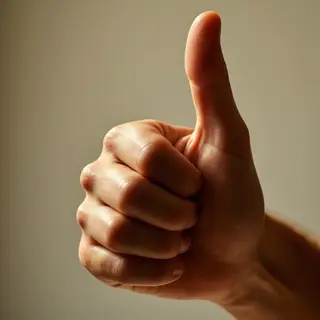 A hand giving a thumbs-up with four fingers curled and thumb