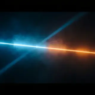 A cinematic frame with blue and orange anamorphic lens flare