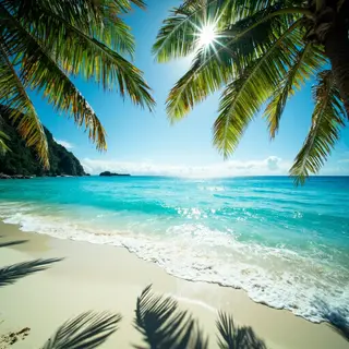 A tropical beach scene with no people