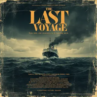A vintage movie poster for 'THE LAST VOYAGE' featuring a tag