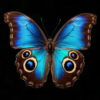 A Morpho menelaus butterfly with accurate iridescent blue do