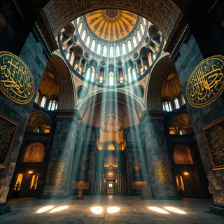 The Hagia Sophia interior showing the massive central dome, 