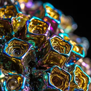 A specimen of bismuth crystal showing accurate iridescent ox