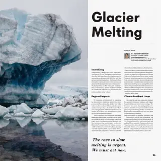 A magazine double-page spread with a left page containing a 