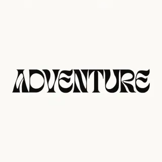 The word 'ADVENTURE' in big bold letters centered on a plain