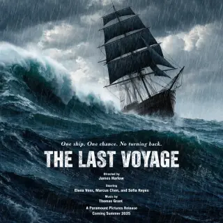 A vintage movie poster for 'THE LAST VOYAGE' featuring a tag