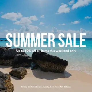 A poster with headline 'SUMMER SALE' in large bold text, bod