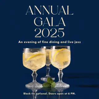 An event banner with headline 'ANNUAL GALA 2025' at the top 