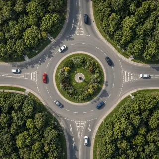 An aerial bird's-eye view looking straight down at a traffic