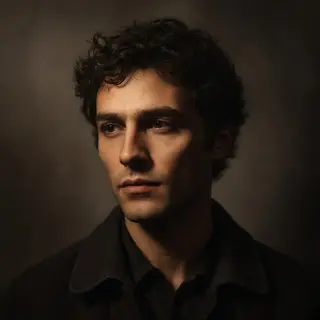 A portrait lit with classic Rembrandt lighting — triangle of
