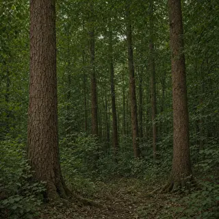 A forest scene where the foliage is precisely #2D5F2D (dark 