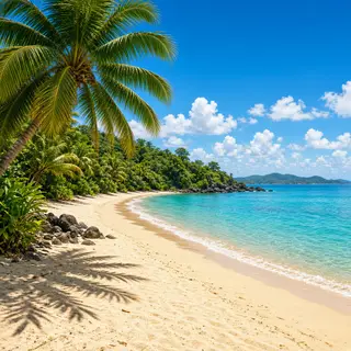 A tropical beach scene with no people