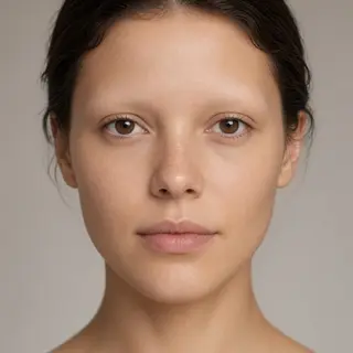 A human face with eyes, nose, and mouth but no eyebrows