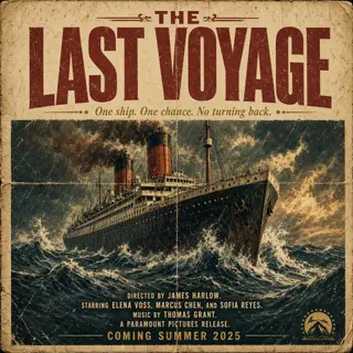 A vintage movie poster for 'THE LAST VOYAGE' featuring a tag