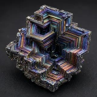 A specimen of bismuth crystal showing accurate iridescent ox