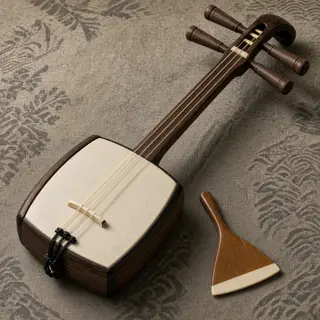 A traditional Japanese shamisen instrument with accurate thr
