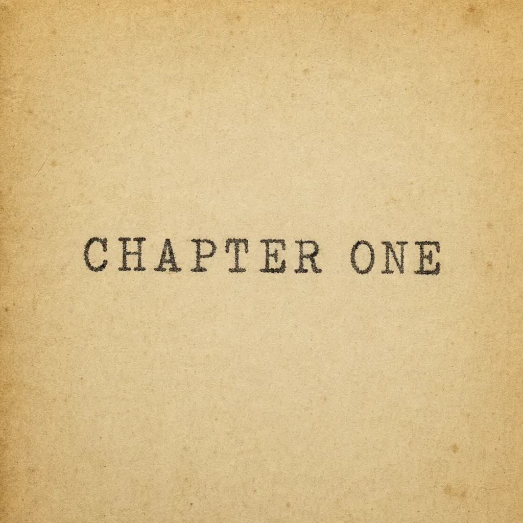 The word 'CHAPTER ONE' typed on aged paper with a vintage typewriter font, complete with slightly uneven ink